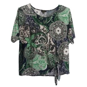 Espresso Women's Top Floral/Abstract Print Short Sleeves Size L